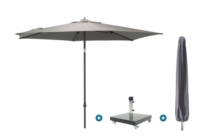 4SO Azzurro stokparasol 300 cm. - Charcoal Granada voet en hoes