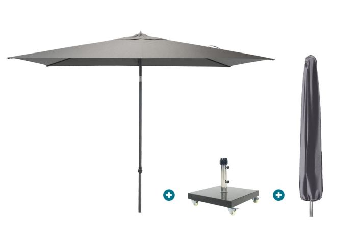 4SO Azzurro stokparasol 200x300 cm. - Charcoal Granada voet en hoes