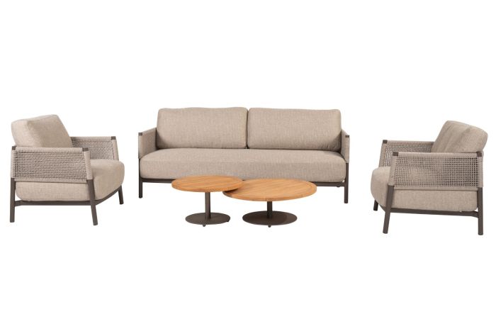 4SO Savanne/Volta stoel-bank loungeset - Terre/Teak
