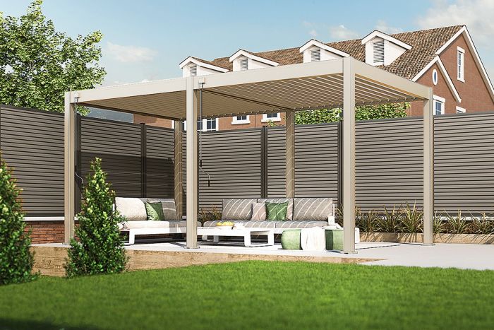 Lamellen overkapping - 5,3x3 m. - Aluminium - Zand - Move