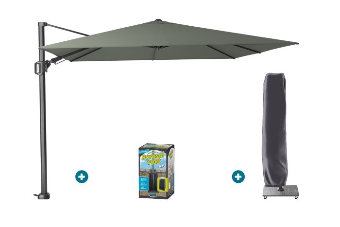 Platinum Challenger Zweefparasol T2 3x3 m - Olijf met ingraafvoet en hoes