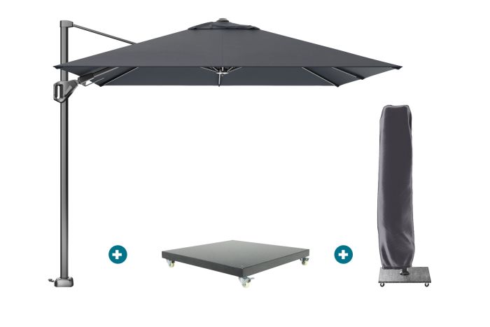 Platinum Voyager zweefparasol T2 2,7x2,7 m. - Faded Black met Marbella voet en hoes