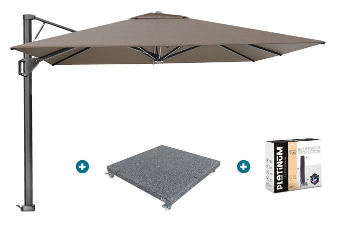 Platinum Beaufort Premium 3,2x3,2 m - Havanna taupe met voet en hoes