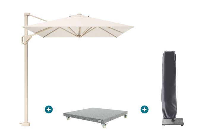 Platinum Voyager zweefparasol T1 3x2 m. - Sand Ivory met voet en hoes
