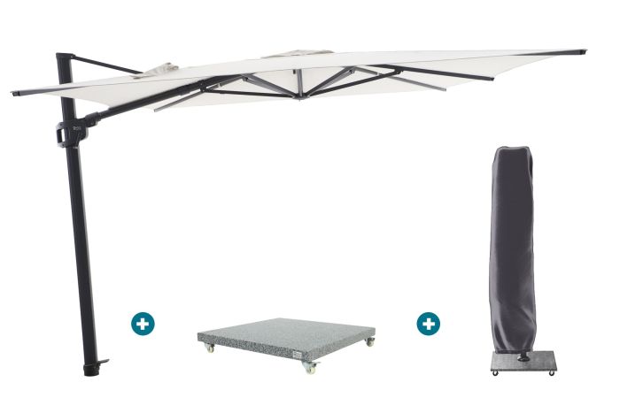 Perfect Shadow Ultra Eclipse Zweefparasol - 3x3m. - Antraciet/Soft Sand met Valencia voet en hoes