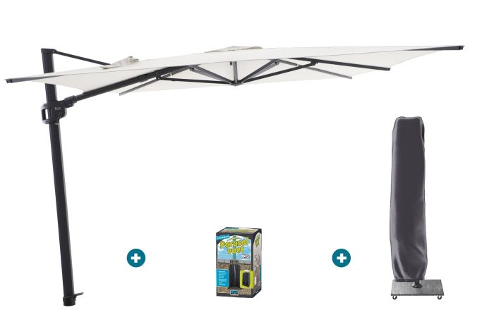 Perfect Shadow Ultra Eclipse Zweefparasol - 3x3m. - Antraciet/Soft Sand met ingraafvoet en hoes