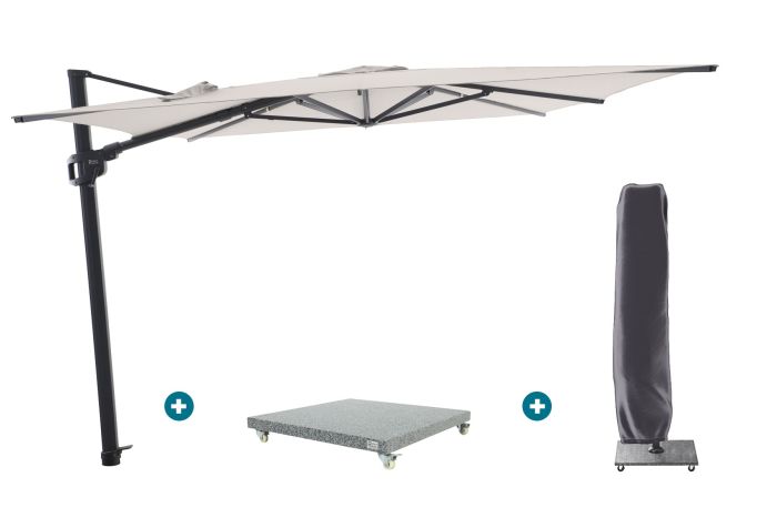 Perfect Shadow Ultra Eclipse Zweefparasol - 3x3m. - Antraciet/Urban Taupe met Valencia voet en hoes