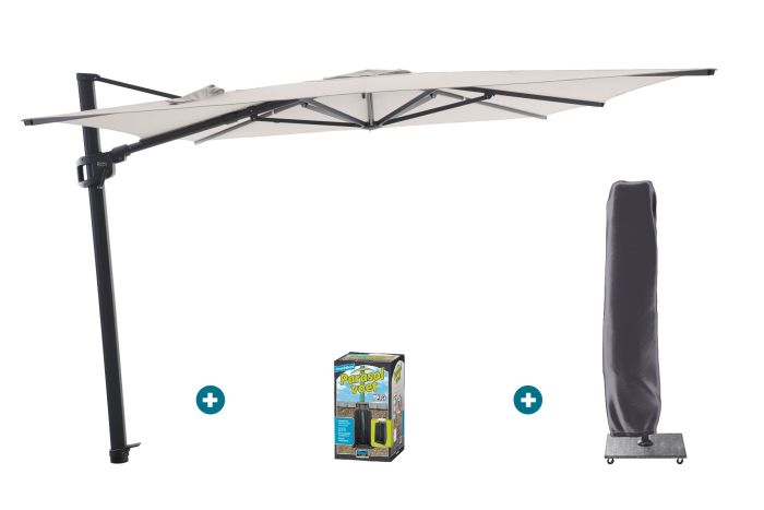 Perfect Shadow Ultra Eclipse Zweefparasol - 3x3m. - Antraciet/Urban Taupe met ingraafvoet en hoes