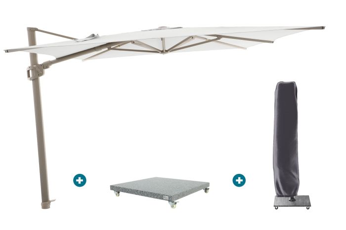 Perfect Shadow Ultra Eclipse Zweefparasol - 3x3m. - Latte/Soft Sand met Valencia voet en hoes