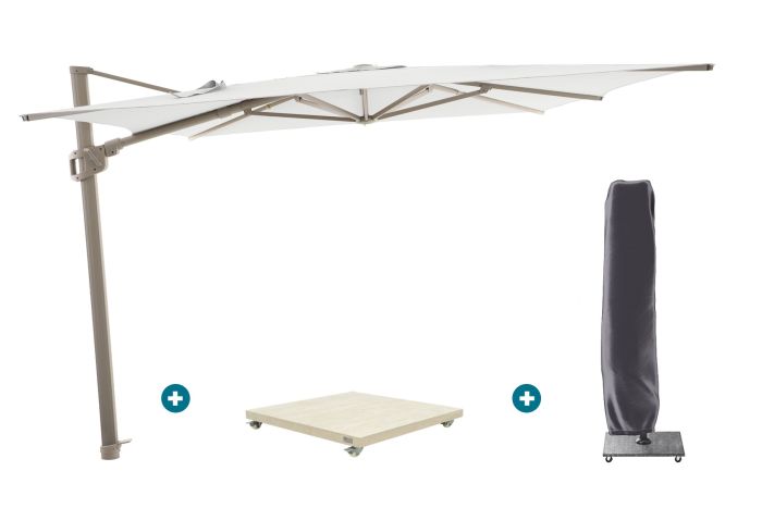Perfect Shadow Ultra Eclipse Zweefparasol - 3x3m. - Latte/Soft Sand met Murcia voet en hoes