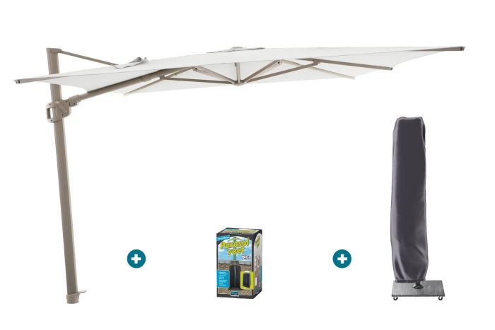 Perfect Shadow Ultra Eclipse Zweefparasol - 3x3m. - Latte/Soft Sand met ingraafvoet en hoes