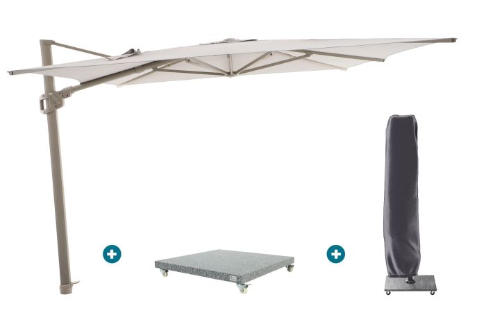 Perfect Shadow Ultra Eclipse Zweefparasol - 3x3m. - Latte/Urban Taupe met Valencia voet en hoes