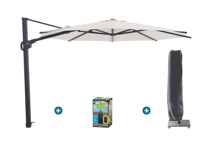 Perfect Shadow Eclipse ronde zweefparasol Ø350 cm. - Antraciet/Urban Taupe met ingraafvoet en hoes