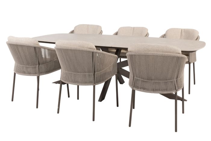 Taste Florence/Prado 6-persoons Deens ovale tuinset 240x105 cm. - Terre