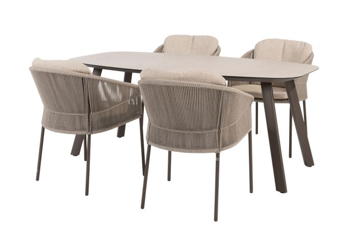 Taste Florence/Manolo 4-persoons Deens ovale tuinset 180x95 cm. - Terre