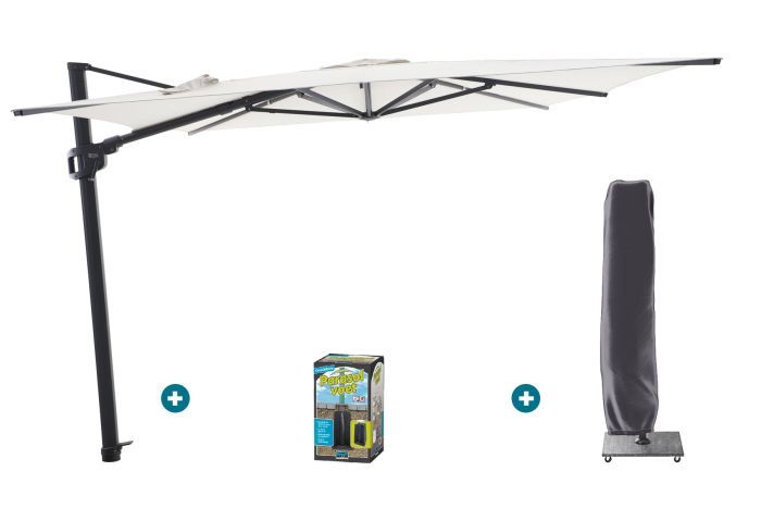Perfect Shadow Ultra Eclipse Zweefparasol - 4x3m. - Antraciet/Soft Sand met ingraafvoet en hoes