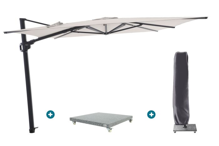 Perfect Shadow Ultra Eclipse Zweefparasol - 4x3m. - Antraciet/Urban Taupe met Valencia voet en hoes