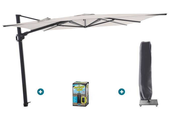 Perfect Shadow Ultra Eclipse Zweefparasol - 4x3m. - Antraciet/Urban Taupe met ingraafvoet en hoes