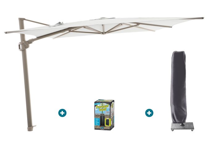 Perfect Shadow Ultra Eclipse Zweefparasol - 4x3m. - Latte/Soft Sand met ingraafvoet en hoes