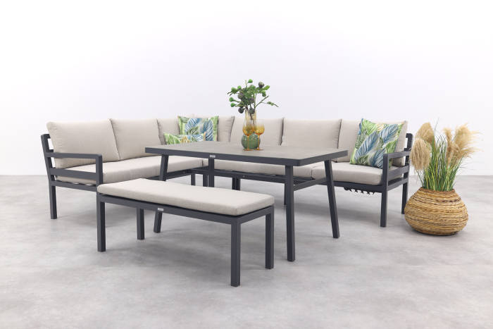GI Corsica lounge-dining set links (4-delig) - Carbon black - Op=Op
