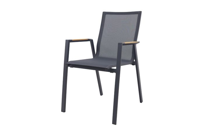 Atmos stapelbare tuinstoel met teak armleuning - Antraciet