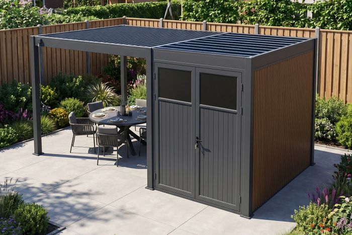 Move lamellen overkapping 3x3 m. incl. berging 3x2 m. Aluminium - Antraciet