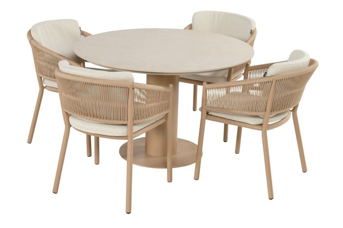 Hartman Altea/Girona ronde tuinset voor 4 personen 120 cm. - Cappuccino