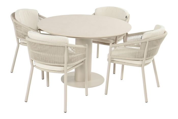 Hartman Altea/Girona ronde tuinset voor 4 personen 120 cm. - Sand