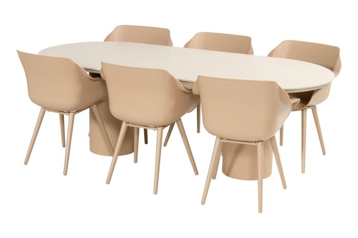 Hartman Sophie/Valencia ovale tuinset voor 6 personen 220x100 cm. - Cappuccino