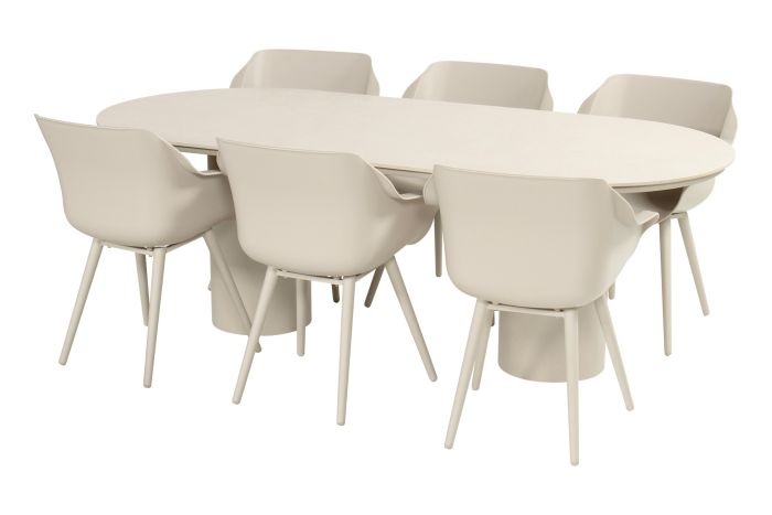 Hartman Sophie/Valencia ovale tuinset voor 6 personen 220x100 cm. - Sand