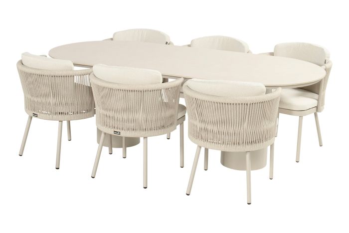Hartman Toledo/Valencia ovale tuinset voor 6 personen 220x100 cm. - Sand