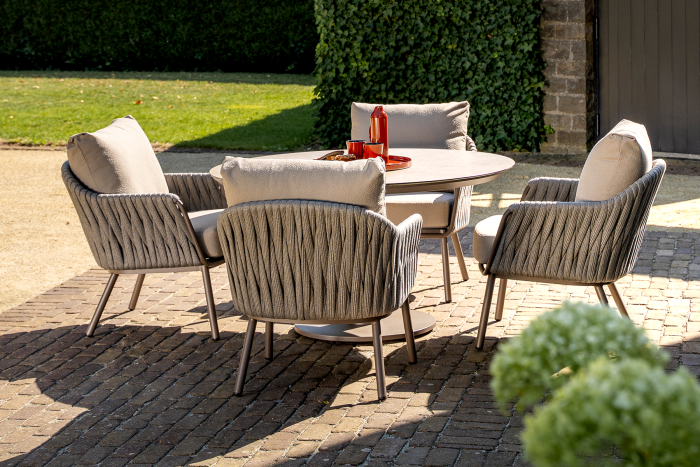 Taste Cannes/Sarah 4-persoons ronde low dining tuinset Ø130 cm. - Terre