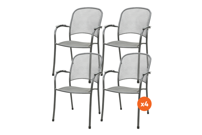 Set van 4 - Royal Garden Carlo strekmetaal stapelbare tuinstoel