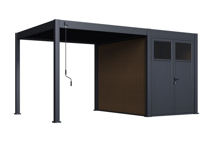 Move lamellen overkapping 3x3 m. incl. berging 3x2 m. Aluminium - Antraciet