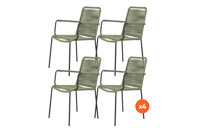 Set van 4 - Denver Rope stapelbare stoel - Groen