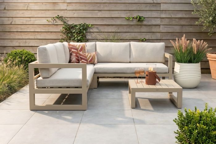 Divan aluminium loungeset - hoekbank - Latte/Beige