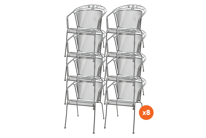 Set van 8 - Elegance strekmetaal stapelbare tuinstoel - Antraciet