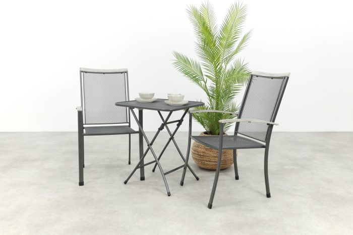 Royal Garden Balero stapelbare balkonset 3-delig strekmetaal 60x60 cm.