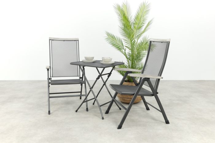 Royal Garden Balero inklapbare balkonset 3-delig strekmetaal 60x60 cm.