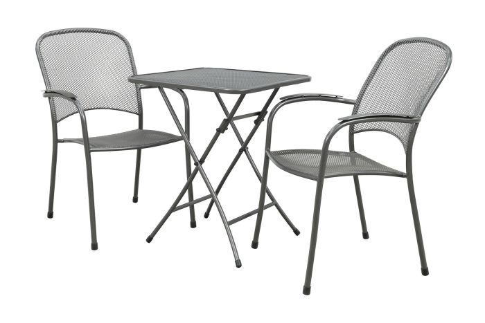 Royal Garden Carlo stapelbare balkonset 3-delig strekmetaal 60x60 cm.