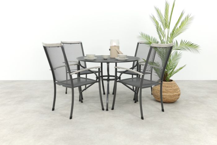 Royal Garden Balero ronde stapelbare tuinset strekmetaal Ø105 cm.