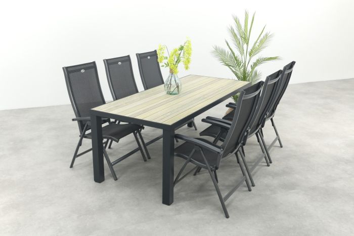 Hartman Salvatore/Nola verstelbare tuinset 210x90 cm. - Antraciet/Houtlook