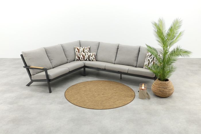 Santos aluminium hoekbank met teak detail