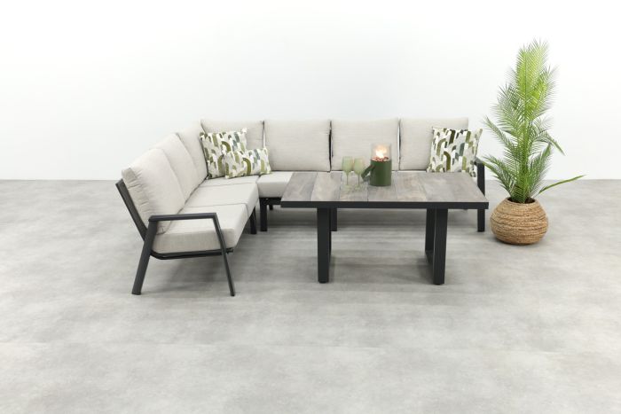 Lagos/Darwin lounge dining set - antraciet - links & rechts