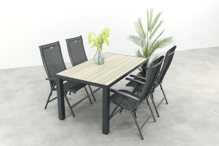 Hartman Salvatore/Nola verstelbare tuinset 160x90 cm. - Antraciet/Houtlook
