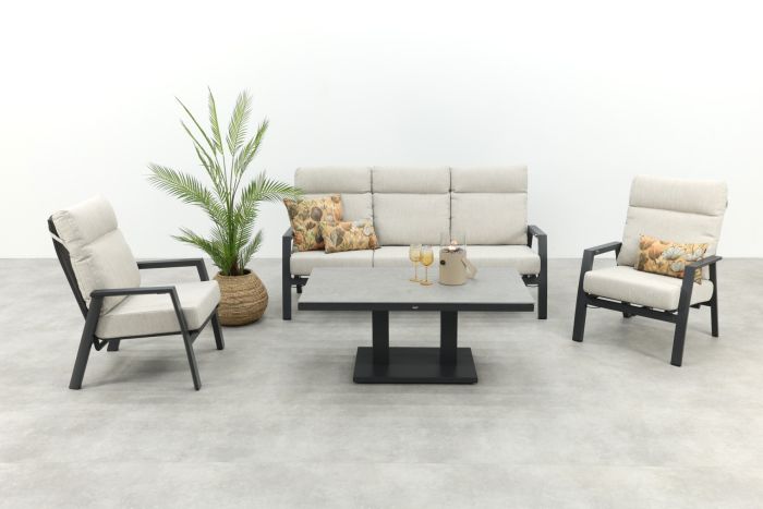 Lagos/Milford verstelbare 5-zits stoel-bank loungeset - antraciet