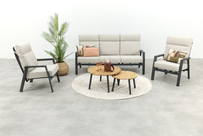 Lagos/Mindo verstelbare 5-zits stoel-bank loungeset - antraciet