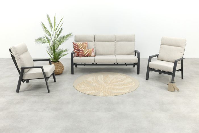 Lagos verstelbare 5-zits stoel-bank loungeset - Antraciet