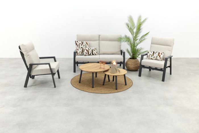 Lagos/Mindo stoel-bank loungeset 5-delig verstelbaar - Antraciet