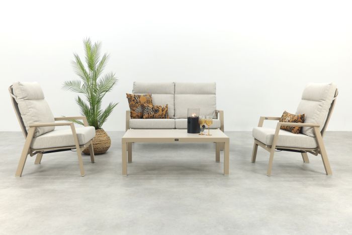 Lagos/Atlanta verstelbare 4-zits stoel-bank aluminium loungeset - Latte